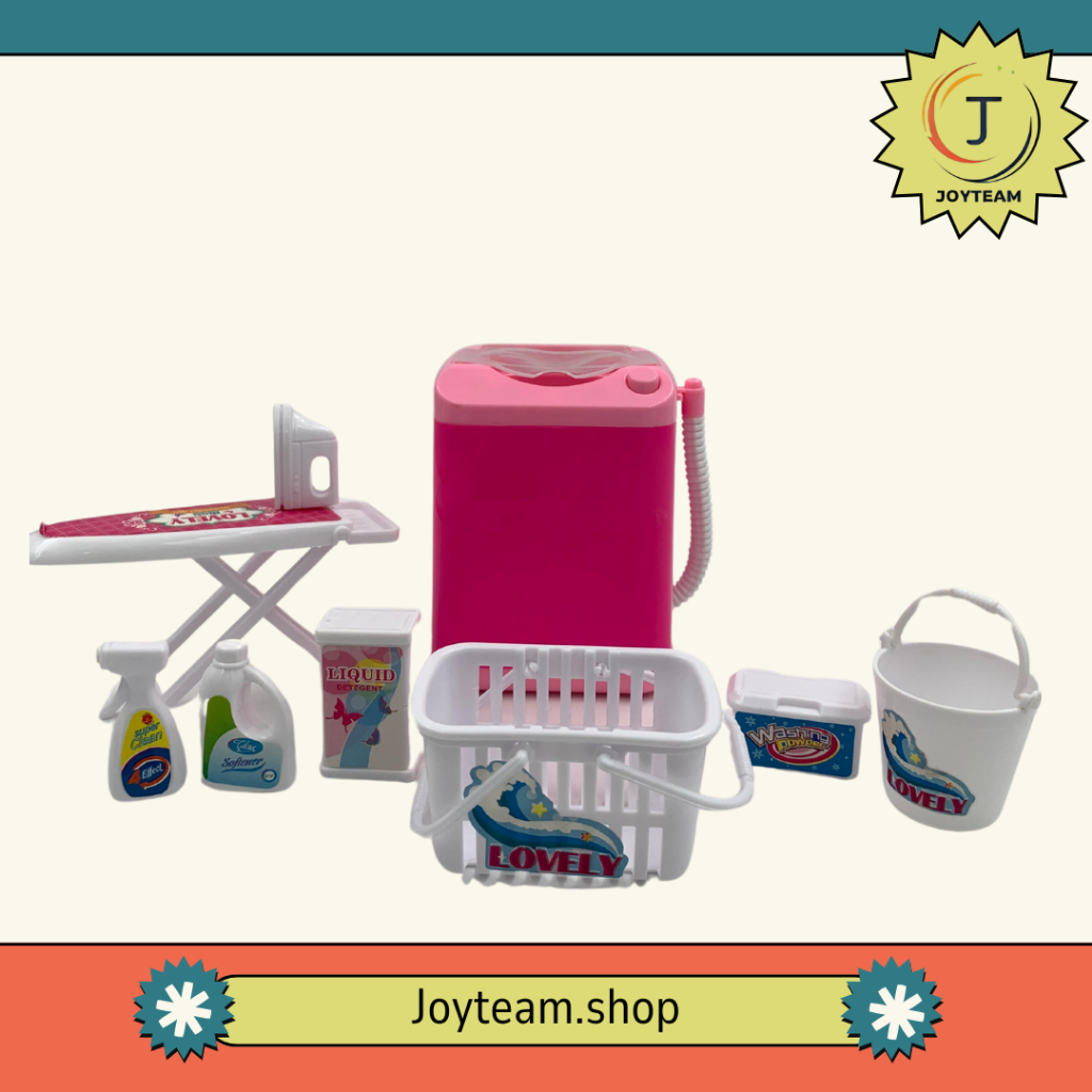 Mainan Mesin Cuci Mini Pink - Bisa Nyala & Bunyi + Meja Setrika Mainan Anak *COCOK UNTUK HADIAH ANAK