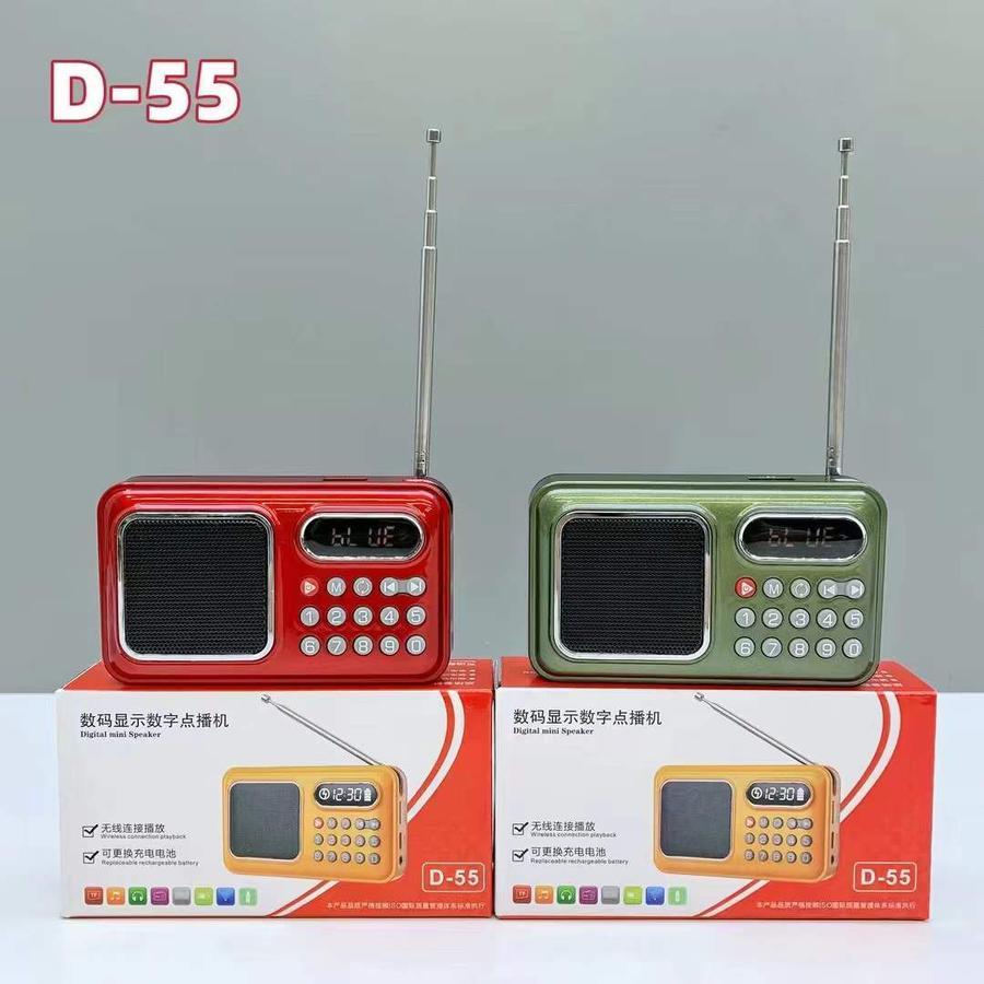 RADIO MINI D-55 DIGITAL MINI SPEAKER Portable FM Radio Player TF Card - SPEAKER MINI RADIO D-55