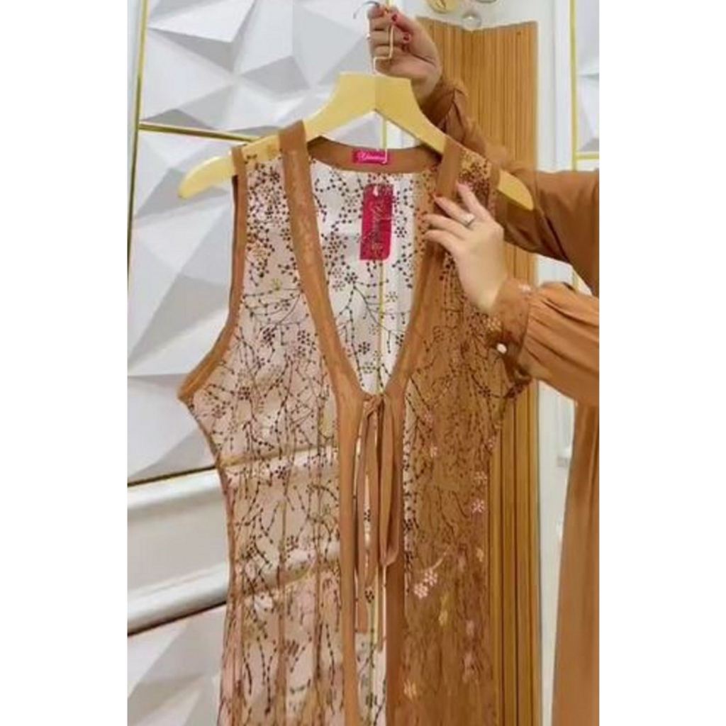 Gamis Sruti Babydol - Wanita Muslim Dewasa #Varian Warna+Outer# Elegan Bermotif Modern -  Model 4