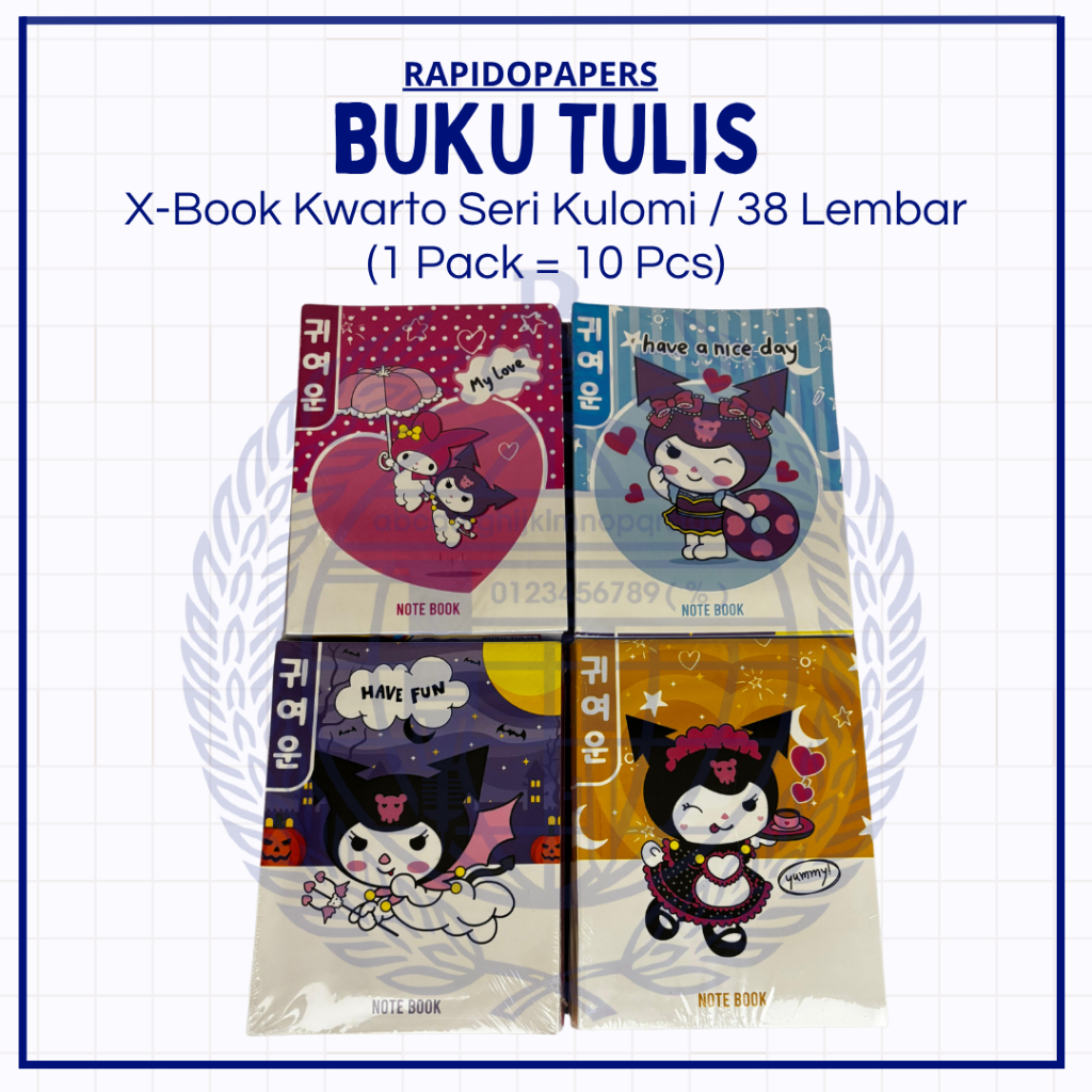 

Buku Tulis Kulomi [X-BOOK, 1 Pack isi 10 Buku, 38 Lembar] Alat tulis Kantor / ATK / Buku Tulis Murah