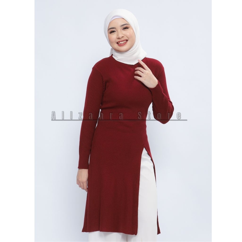 Syamila tunik knit atasan rajut premium/Dress rajut panjang