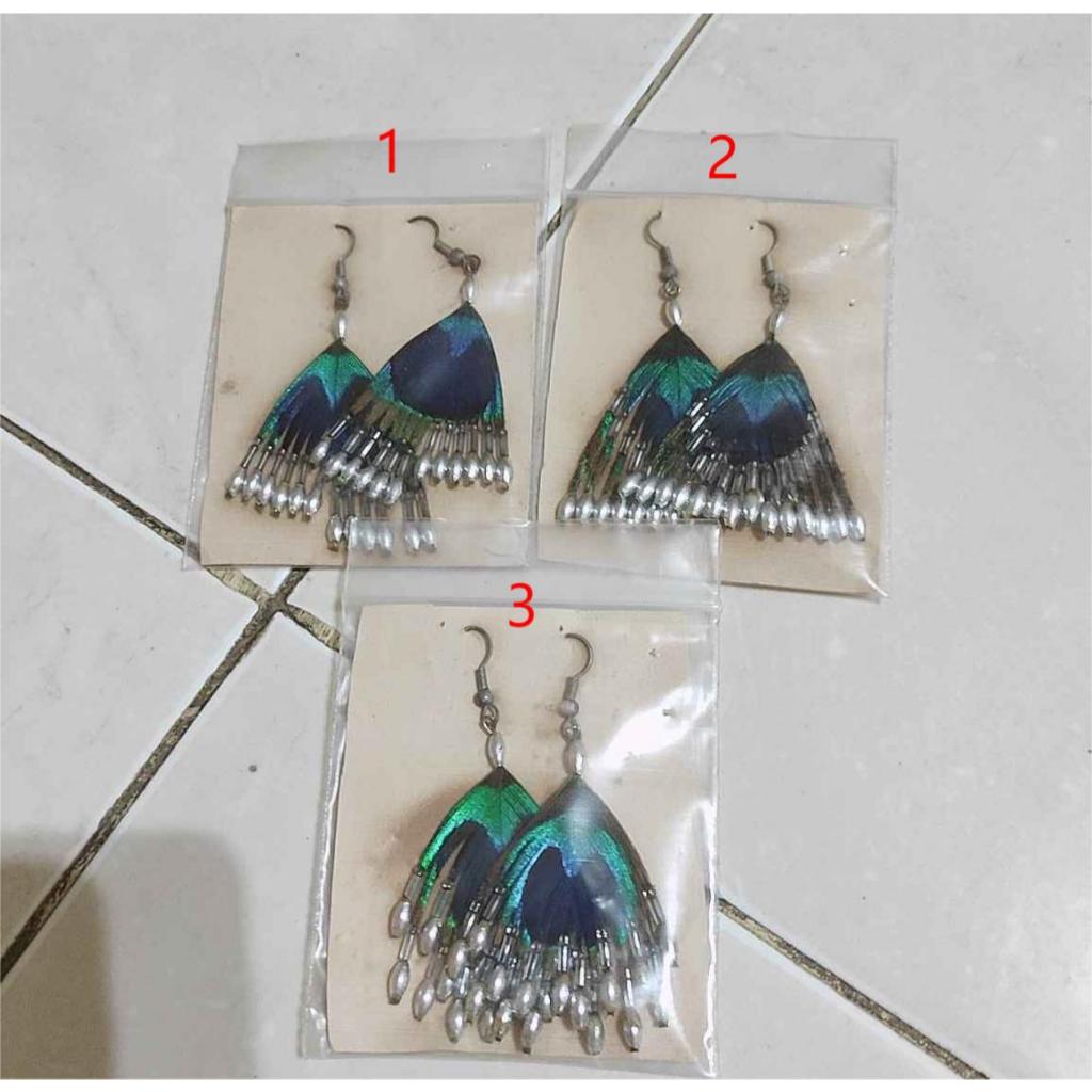 ANTING BULU MERAK ANTING BALI ANTING WANITA ETNIK VINTAGE