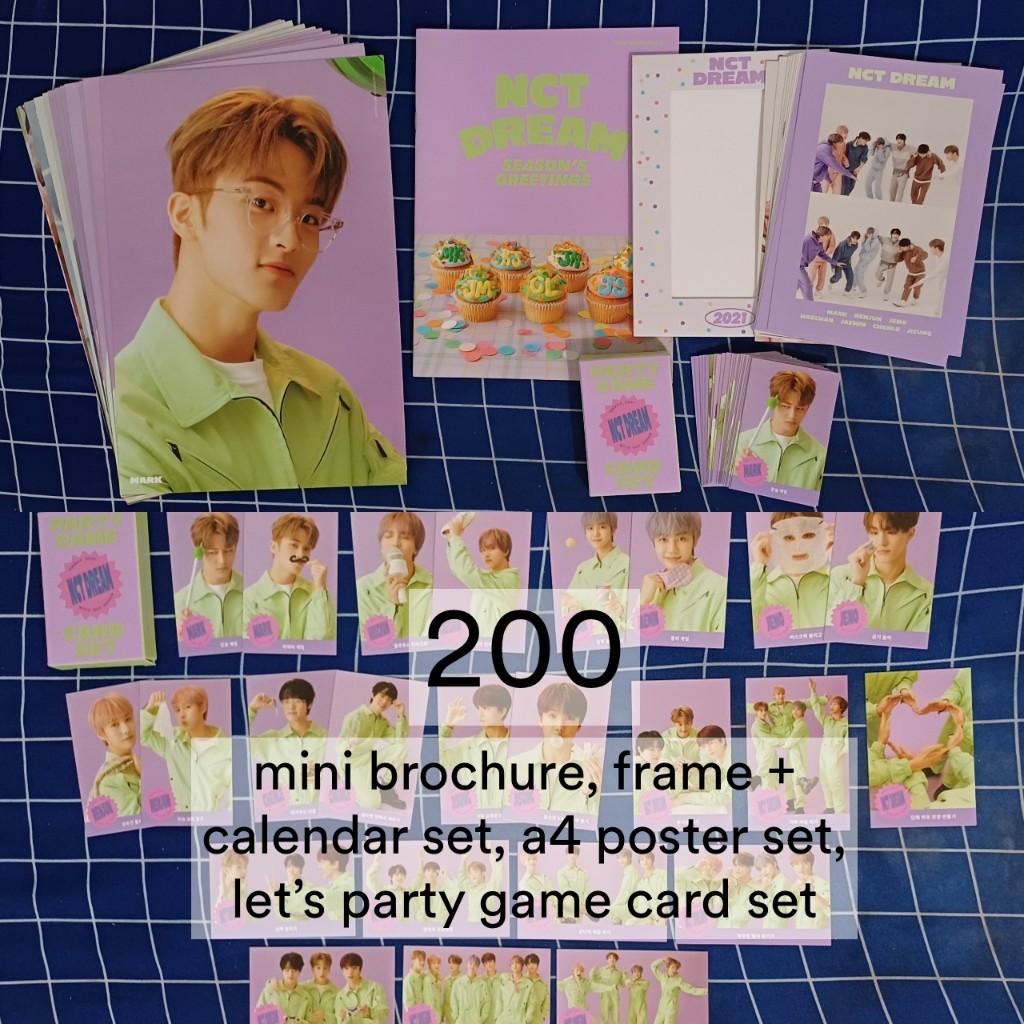 NCT DREAM SEASON'S GREETINGS SG 2021 MINI BROCHURE FRAME CALENDAR SET A4 POSTER SET LET'S PARTY GAME