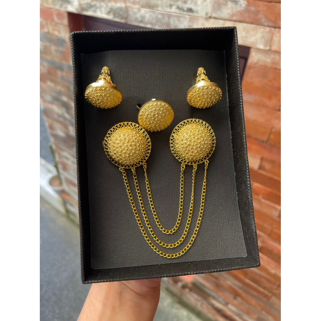 Set Bros Alpaka Peniti Bulat Bintik Polos Subeng Besar