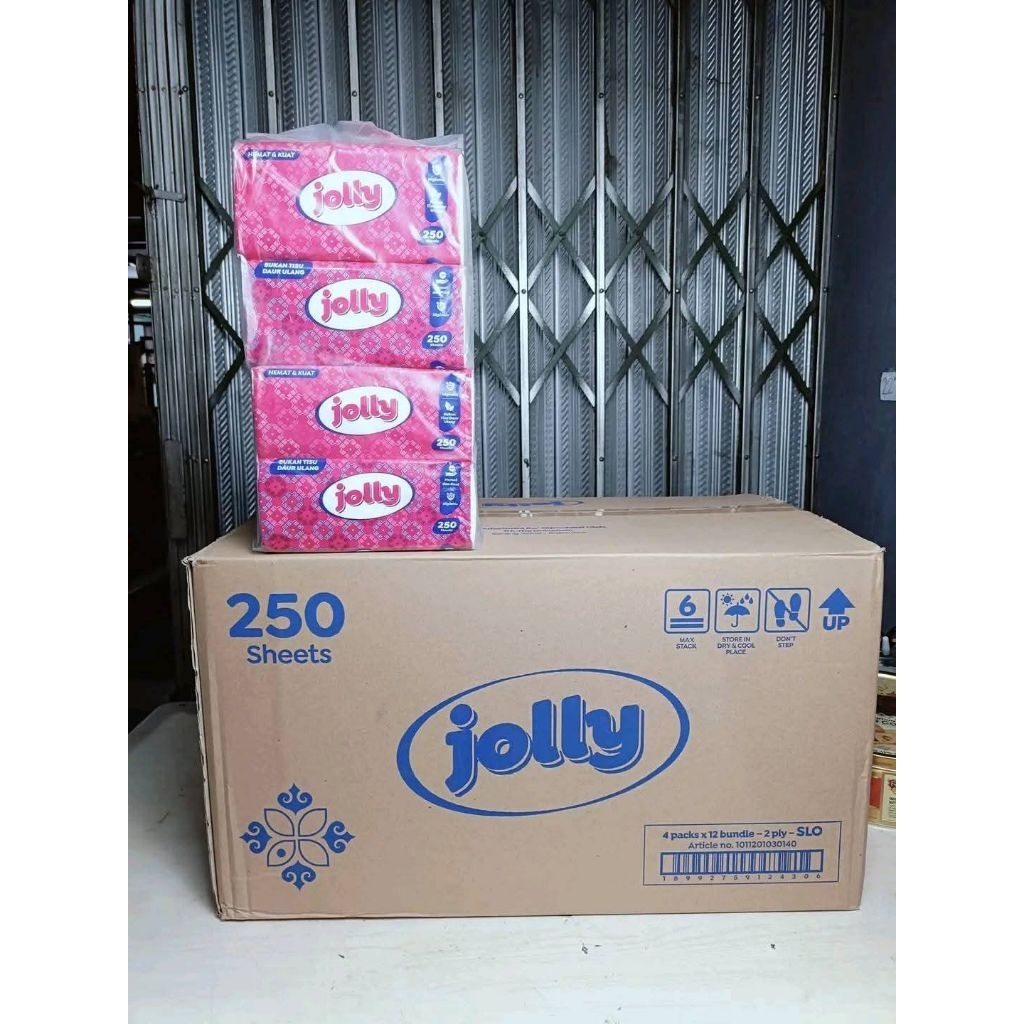 (paket isi 4)Tissue Jolly 250 Sheets 2 Ply Facial Tissue (4 Pcs)