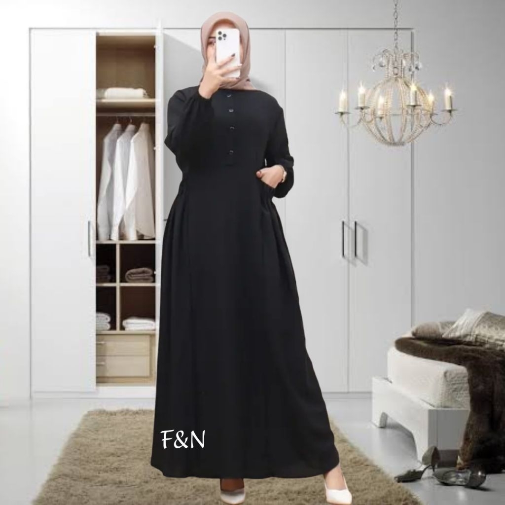 Gamis Hitam Anak Remaja Tanggung 12-14 Tahun Gamis Polos Anak Perempuan Terbaru