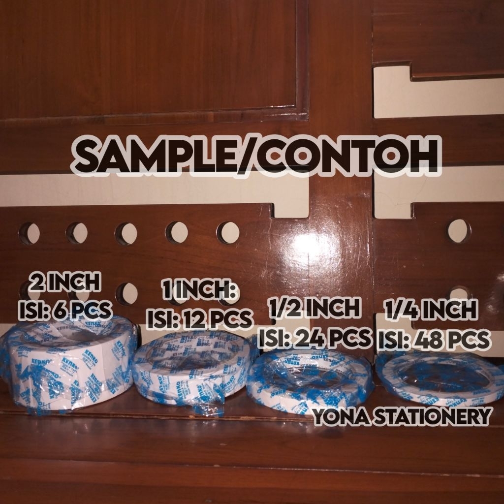 

Double Tape Kenko Tersedia 4 Ukuran 2 Inch: 6 Pcs, 1 Inch: 12 Pcs, 1/2 Inch: 24 Pcs, 1/4 Inch: 48