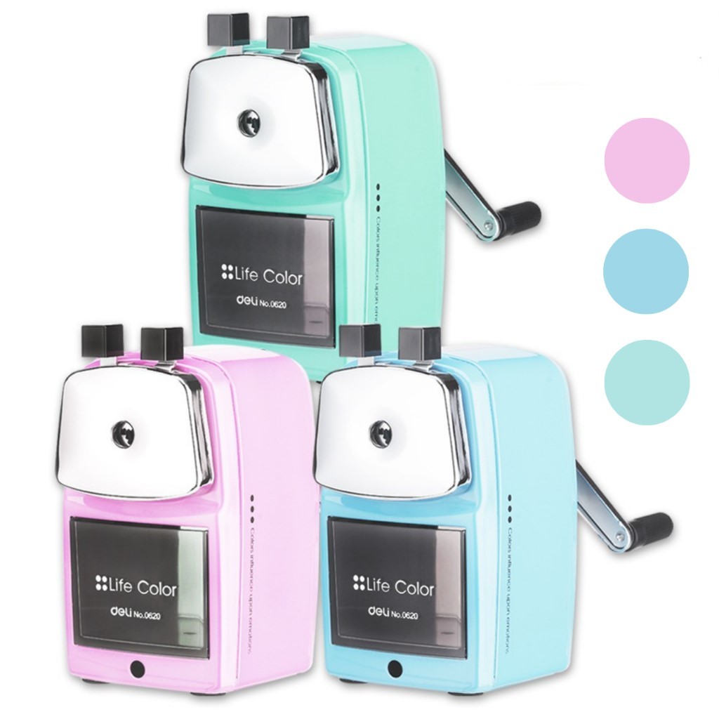 

Rautan Serutan Meja Putar Besi Pastel Color DELI Metal Rotary Sharpener 0619