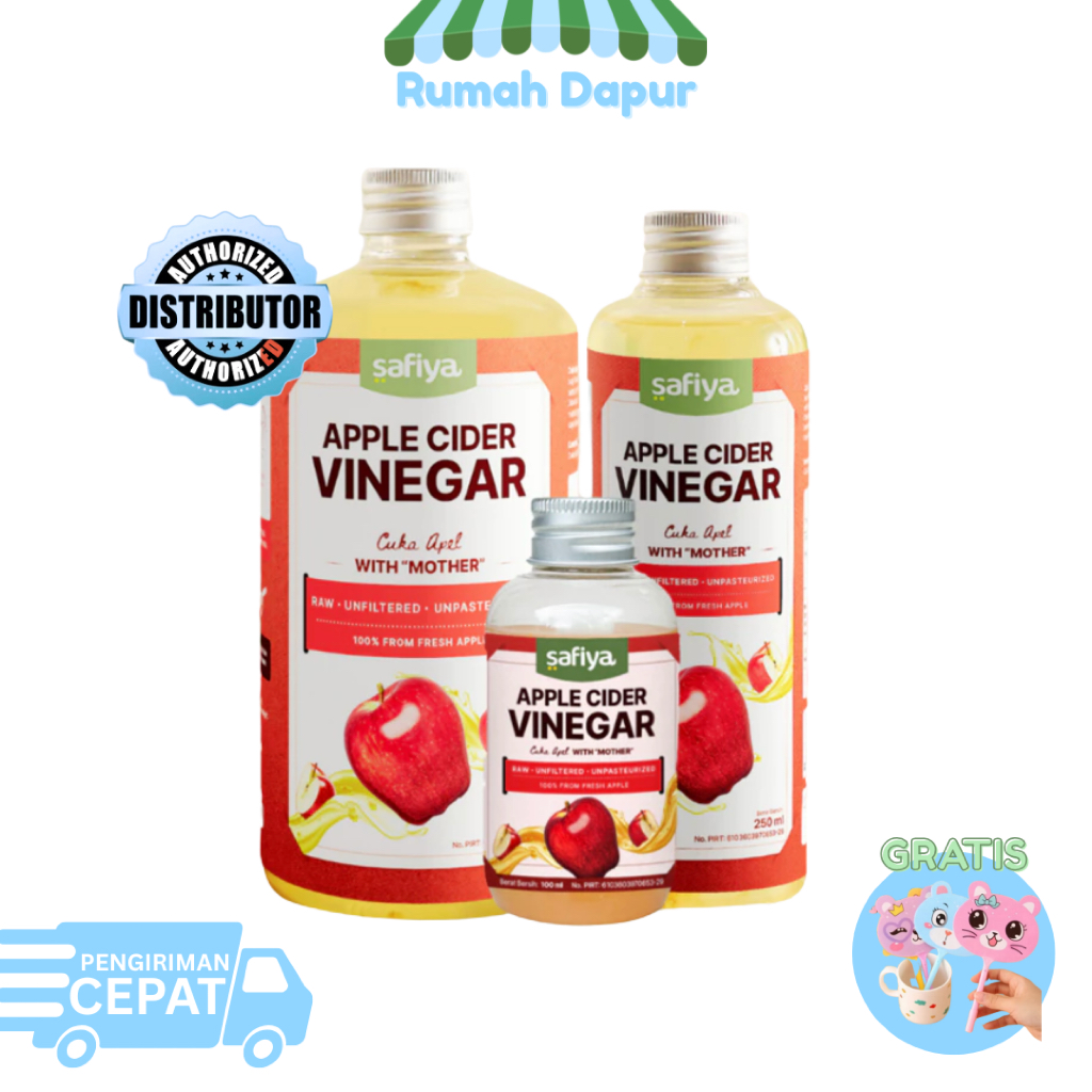 

Safiya Cuka Apel 500 ML, 100ML Apple Cider Vinegar With Mother 100% Asli