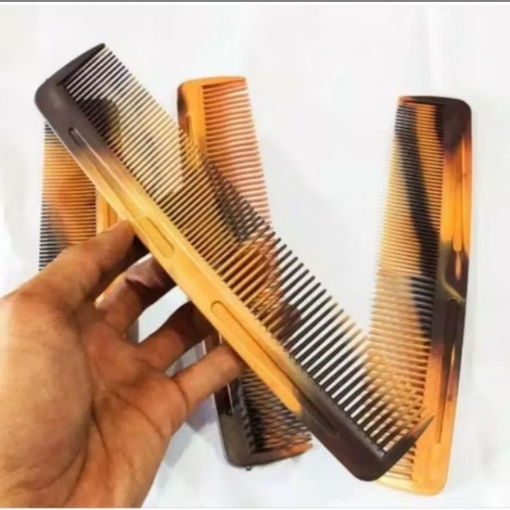 Sisir rambut corak coklat lusinan (12pcs) sisir lurus/ sisir gagang