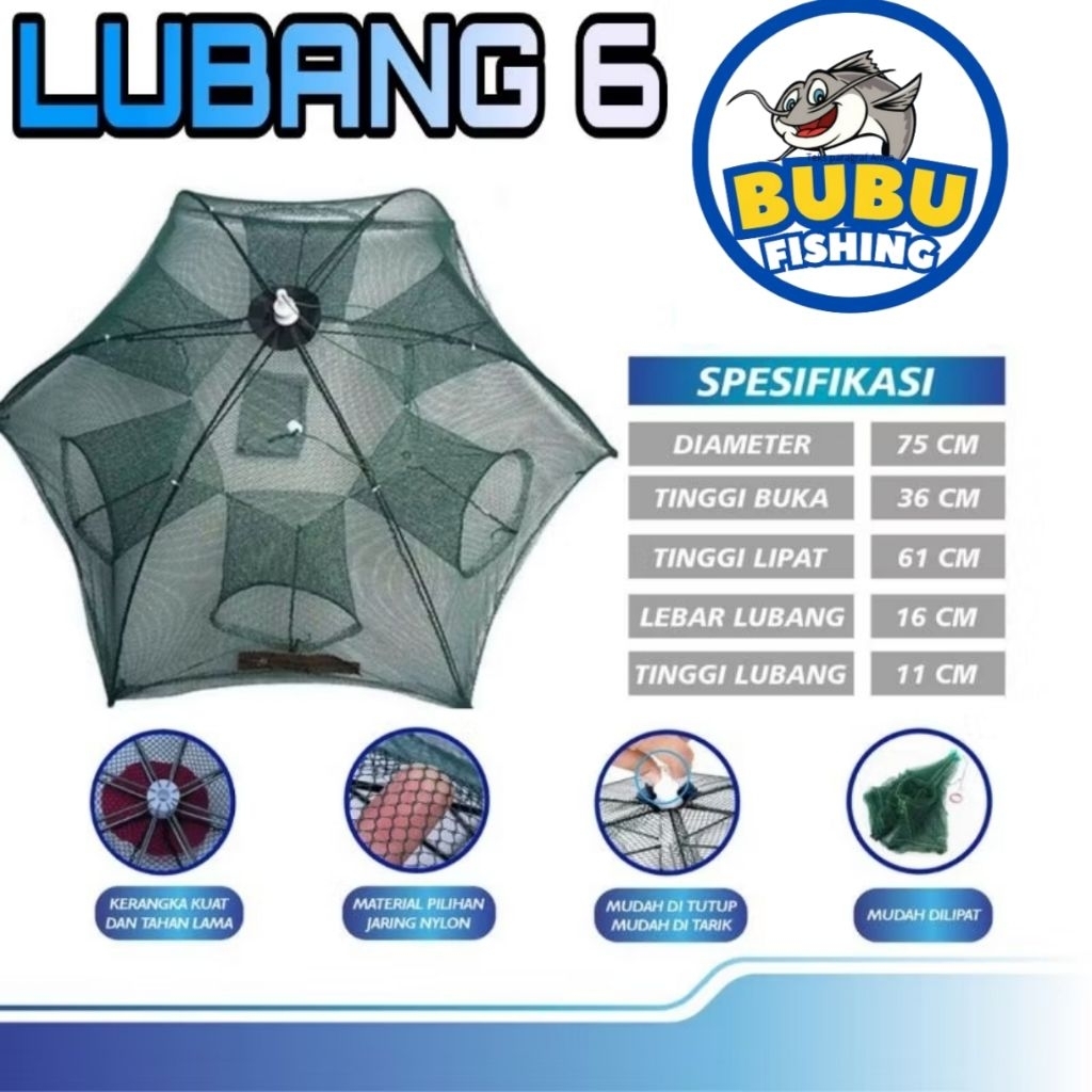 bubu payung lubang 6/bubu jaring