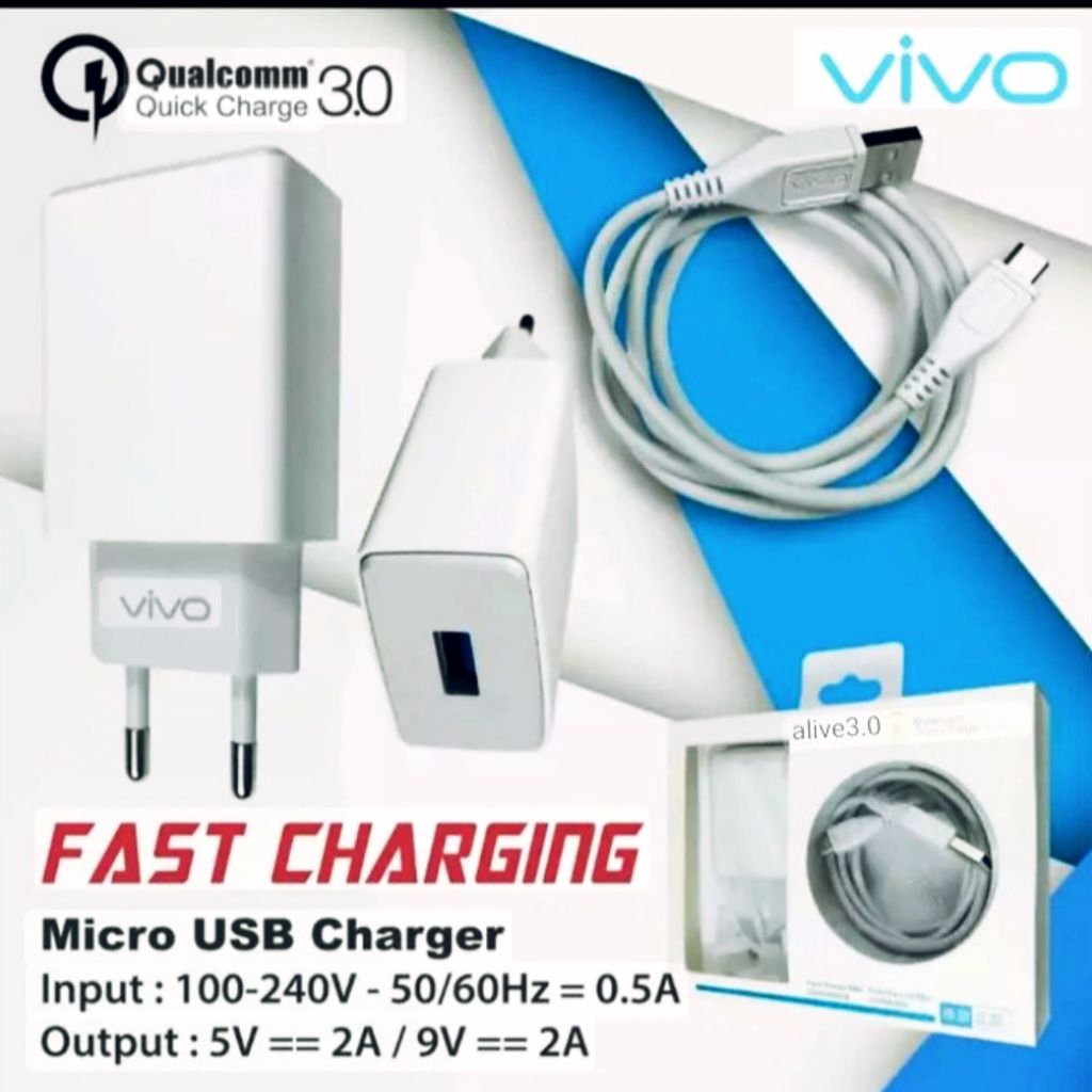 CHARGER VIVO ORI FAST CHARGE QUALCOMM QUICK CHARGE 3.0 ( TIPE C / MICRO )