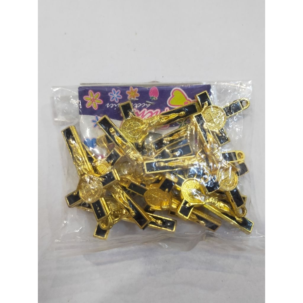 Liontin Salib Benediktus Gold Segi L27/114 - Liontin Salib Gold - Liontin Rosario - Bahan Rosario