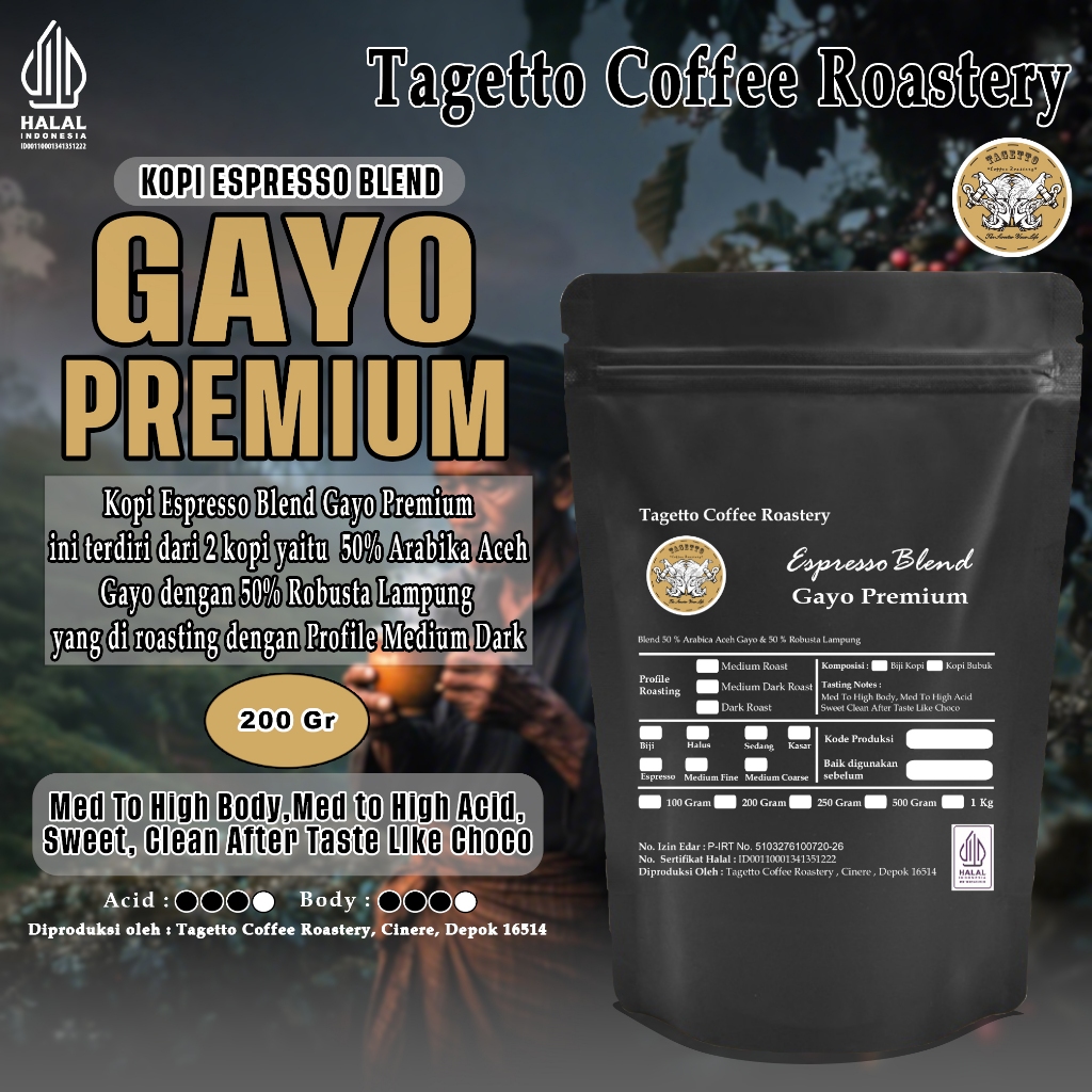

ASLII KOPI ESPRESSO GAYO PREMIUM 200GR - 50% ARABIKA 50% ROBUSTA