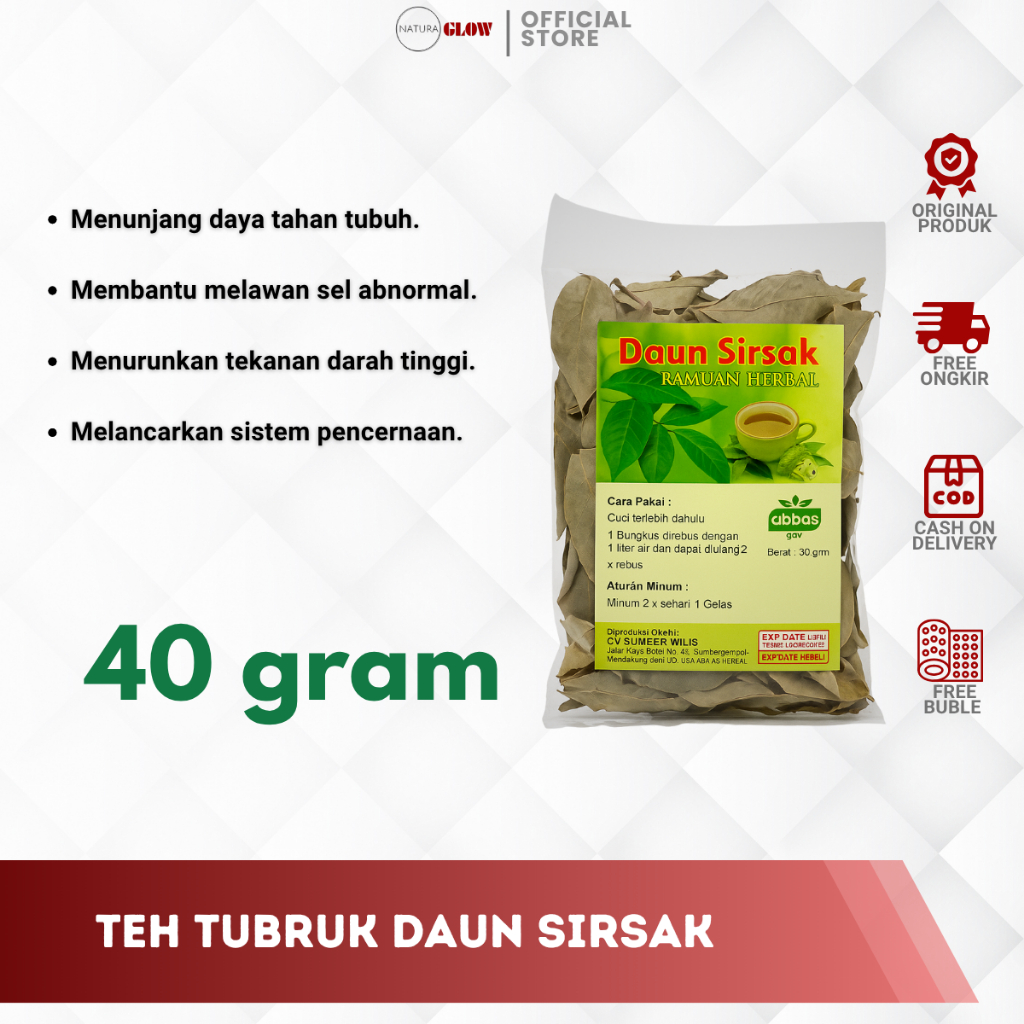 

TEH DAUN SIRSAK ABBAS - isi 30gram | detox racun tubuh tanpa ribet original abbas 100%