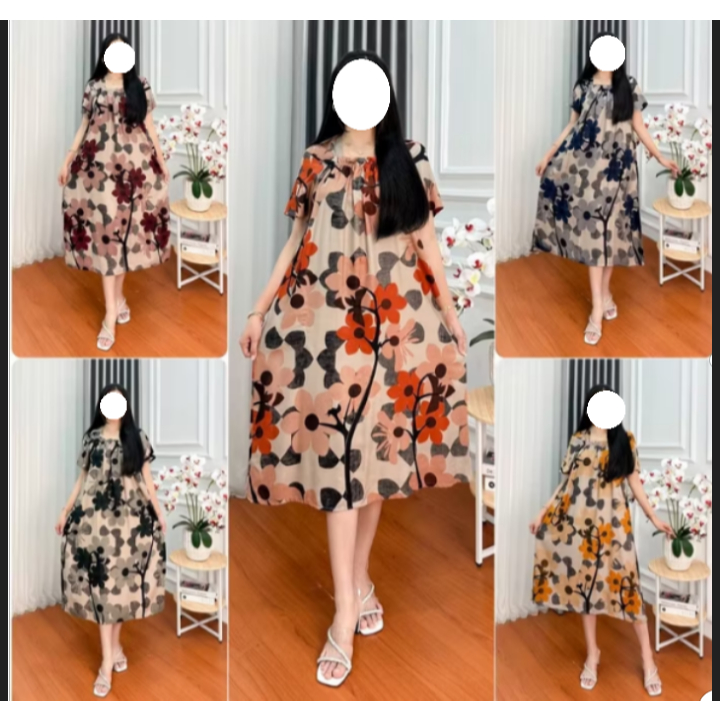 Daster super Jumbo kekinian terbaru Busui Bumil kerut dada Size LD 120 cm Fuji Pendek bahan Rayon Le