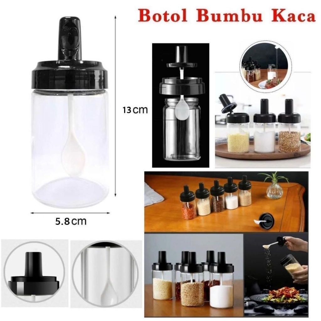 botol kaca tebal tempat bumbu halus estetik