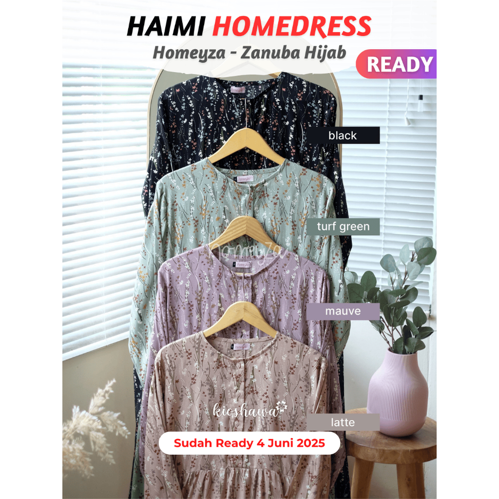 HAIMI Homeyza Zanuba Hijab Official Jilbabsyarie . Gamis Daily Dress Homedress Motif Bunga