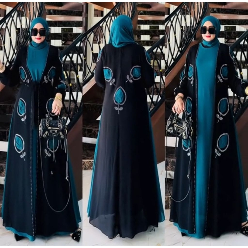 NEW ABAYA GAMIS DUBAI 2025 PREMIUM GAMIS CRUTY PAYET TABUR MEWAH ARABIAN GAMIS HITAM TURKEY TERBARU