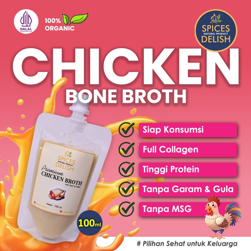

Spices Delish - Chicken Bone Broth | Kaldu Tulang Ayam Kampung Organik MPASI BB Booster 100ml