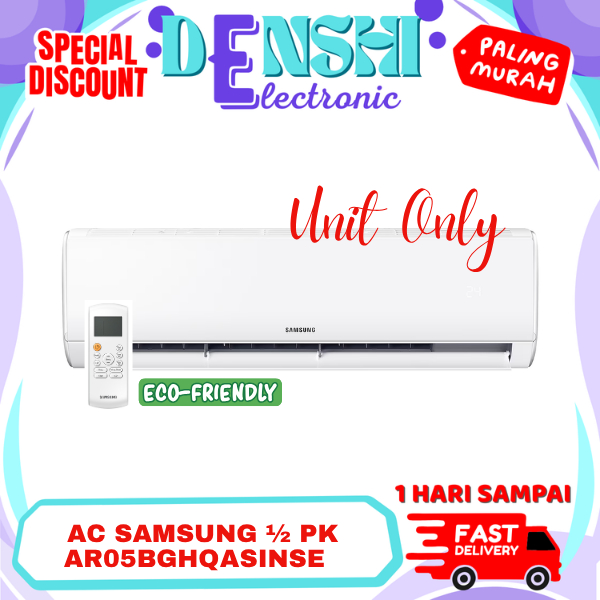 AC SAMSUNG AR05BGHQASINSE 0.5 PK SPLIT STANDART FAST COOLING ECO FRIENDLY LOW WATT | AC SAMSUNG 1/2