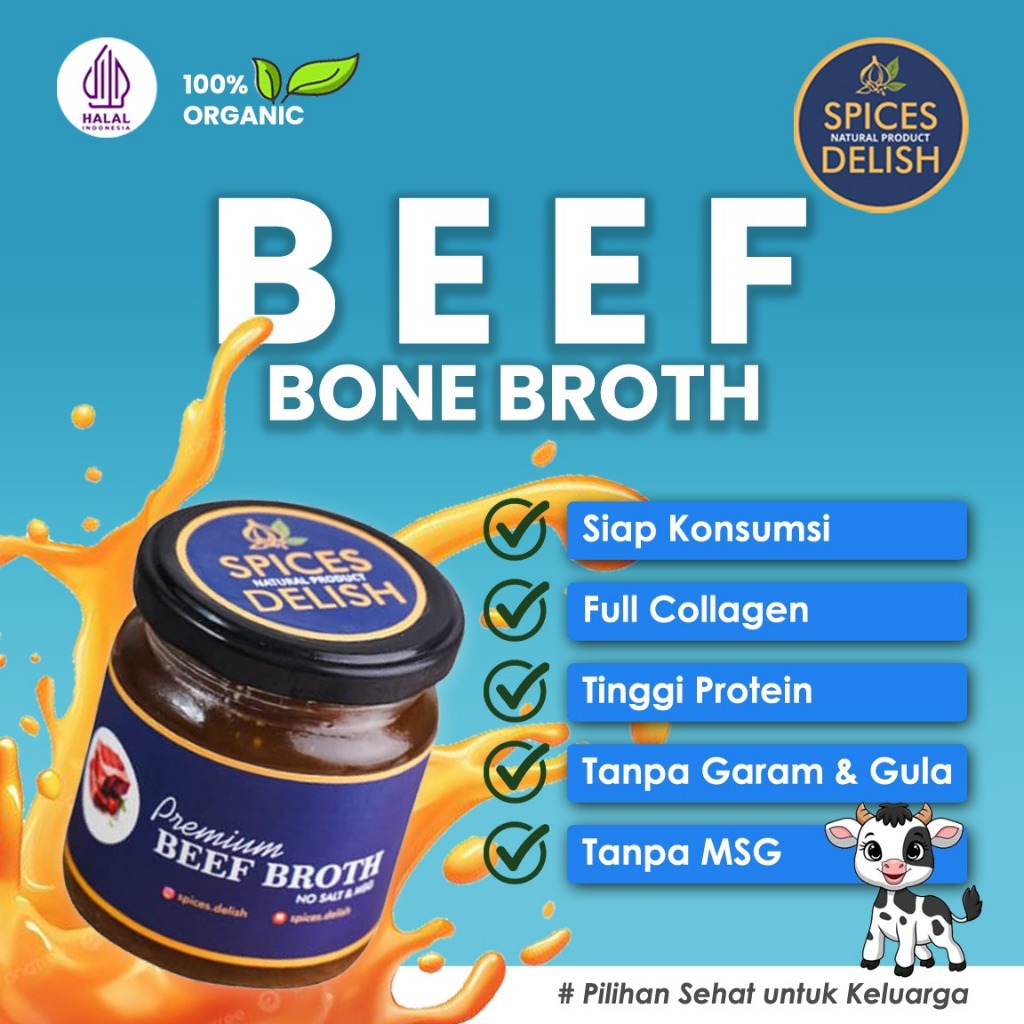 

Spices Delish - Beef Bone Broth Collagen | Kaldu Tulang Sapi Organik MPASI BB Booster 200ml