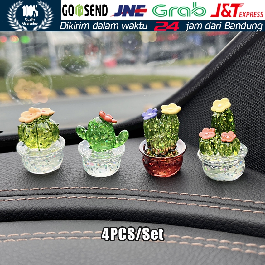 Set 4 Miniatur Kaktus Resin Transparan 3cm / Hiasan Meja, Terrarium, Dekorasi Rumah & Akuarium Mini 