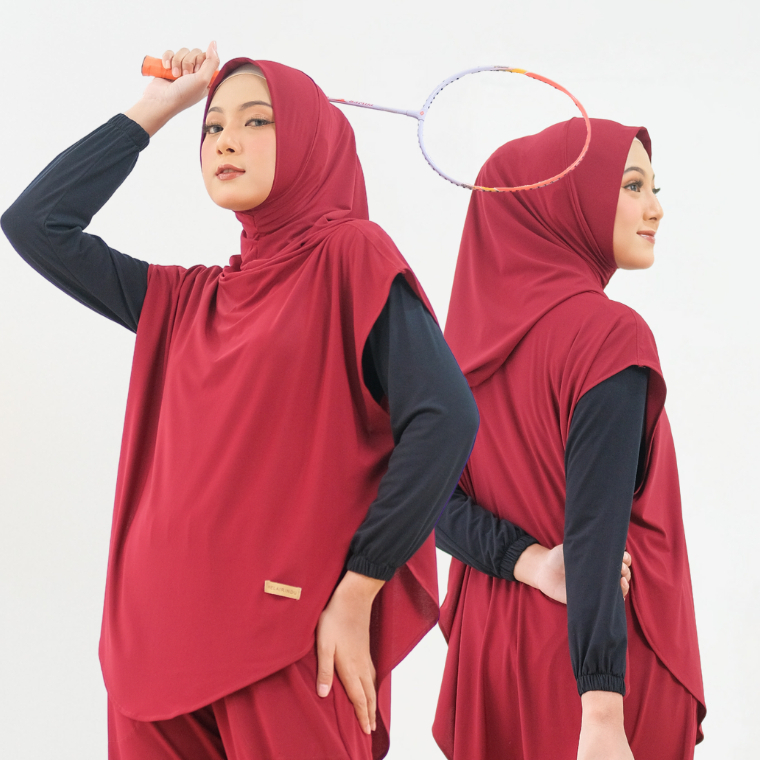 HELAIRINDU - Hijab Sport Menutup Dada Outer Hoodie Kerudung Olahraga Jersey