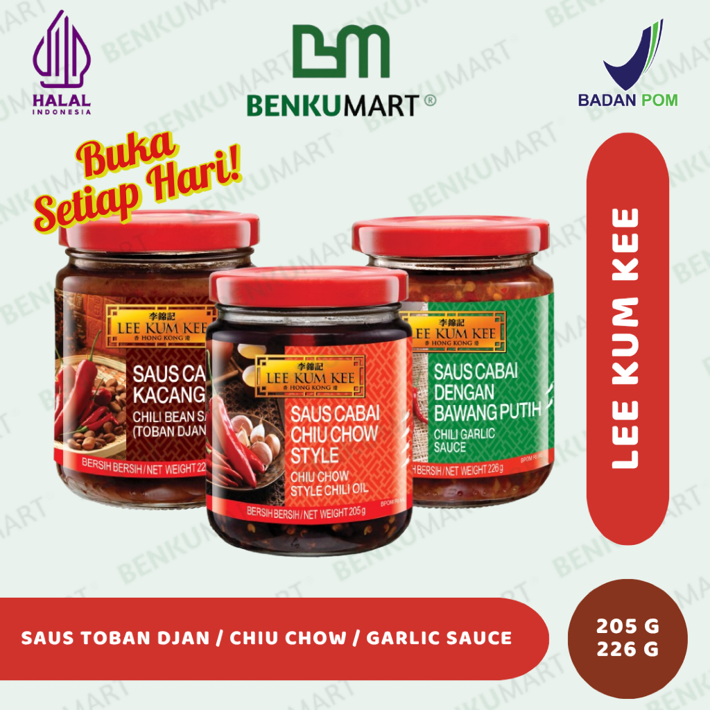 

Lee Kum Kee Saus Cabai Chili Oil Chiu Chow Style / Toban Djan Saus Cabai Kacang / Chili Garlic Sauce Bawang (205gr / 226gr) - All Variants