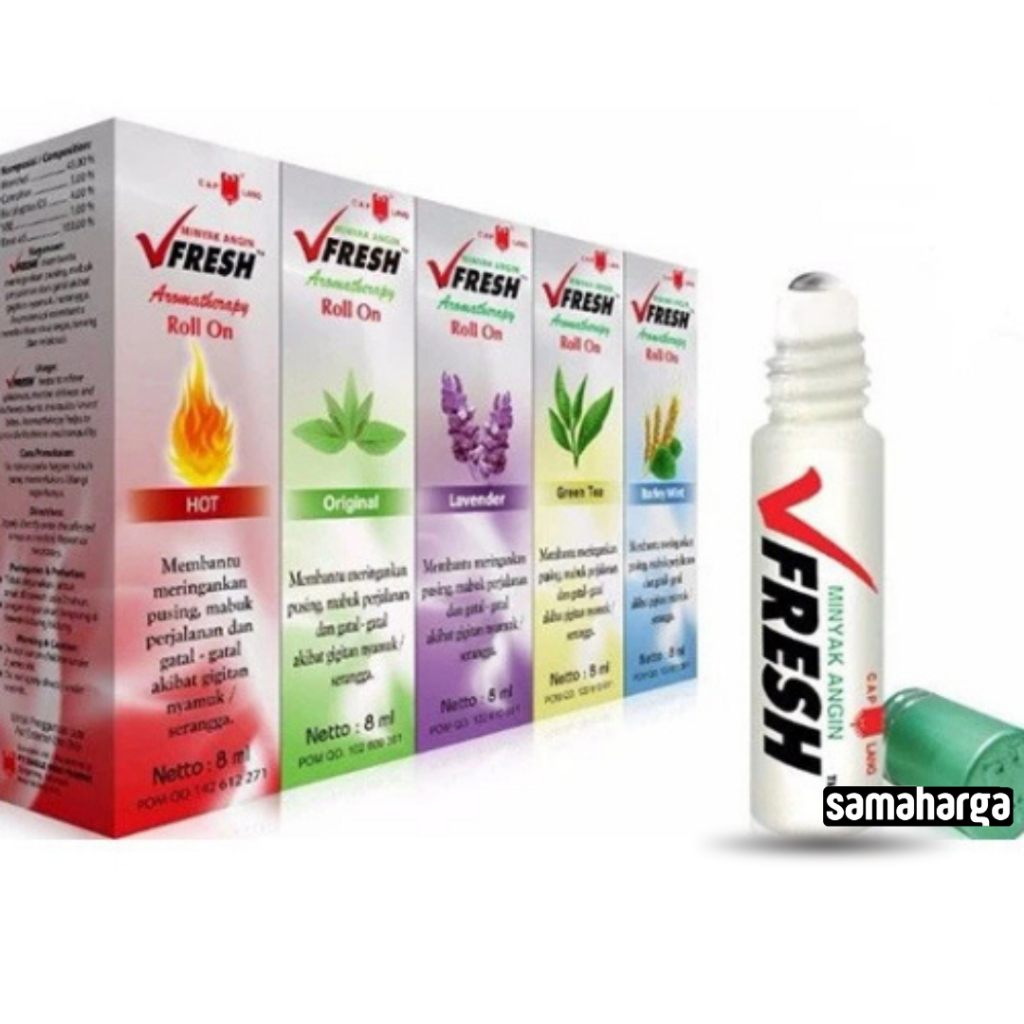 VFRESH | V FRESH Aromatherapy Roll On - Minyak Angin Cap Lang 8 ml | Fresh | Hot | Lavender | Green 
