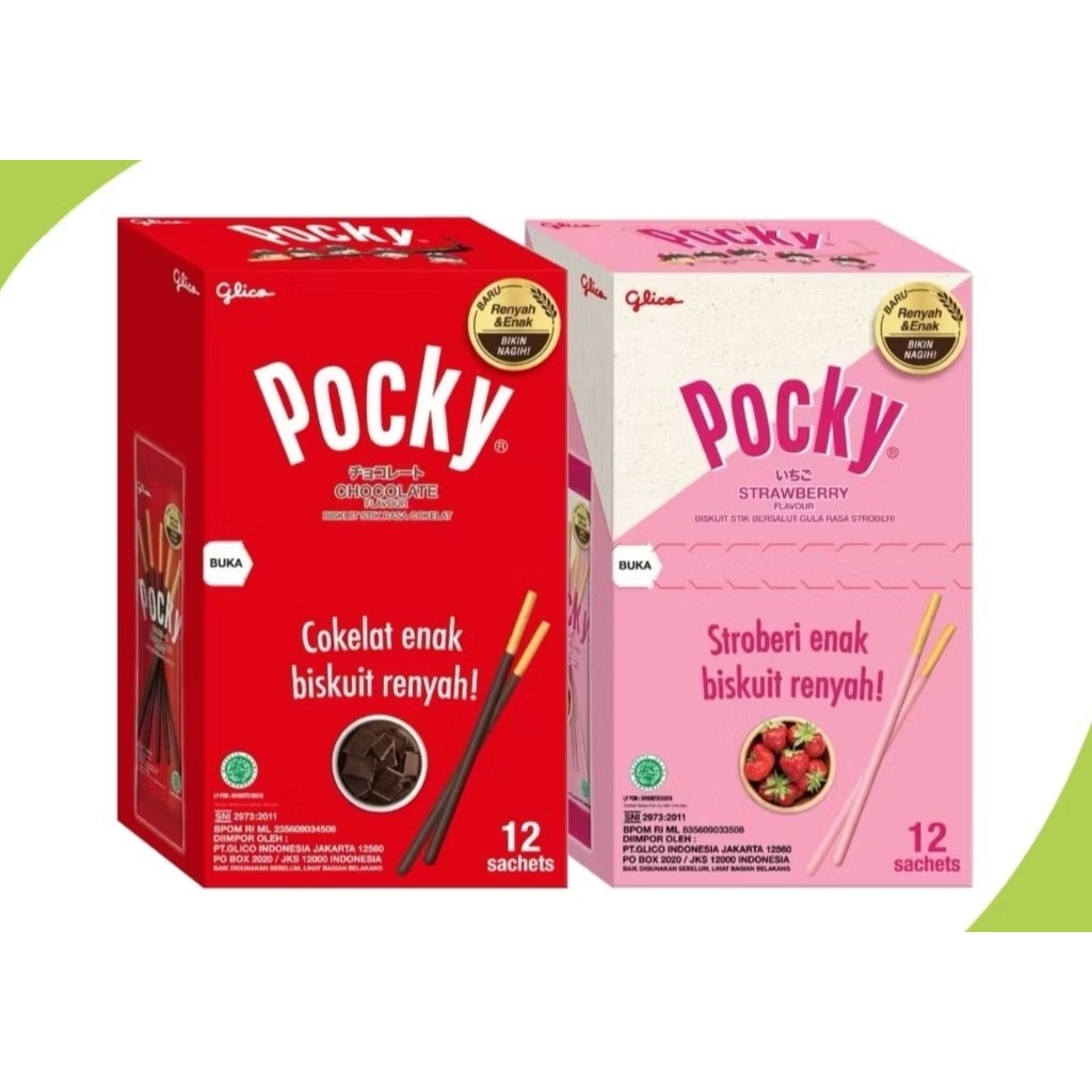 

Glice Pocky Biskuit Stik rasa cokelat, strawberry isi 12 x 12g