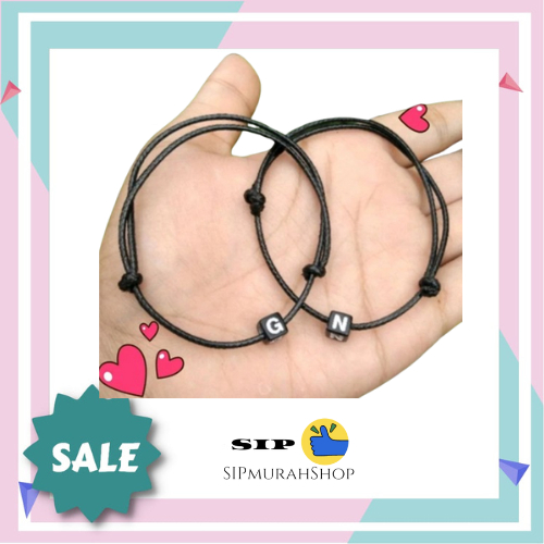 GELANG INISIAL (DADU single slide ) / gelang initial 1 HURUF TALI | gelang nama persahabatan