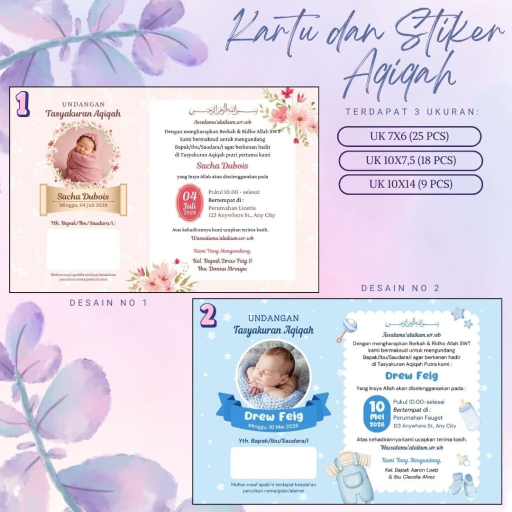 

(1 PACK ISI 25 PCS) STIKER TASYAKURAN AQIQAH BAYI - AQIQAH