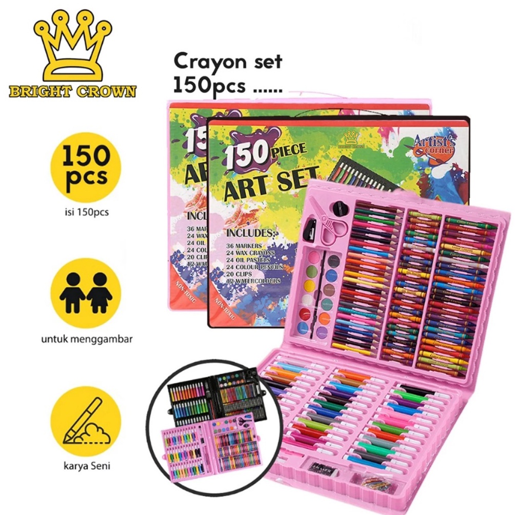 

KODE R7Y Bright Crown Art Full Set Crayon Isi 15 PCS Set Crayon Perlengkapan Menggambar Mewarnai