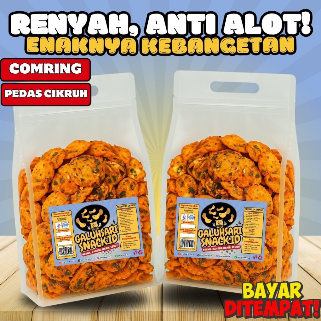 

Cemilan Kecimpring Comring Bawang Pedas Gurih Sultan Kiloan Bumbu Rempah Daun Jeruk Renyah Nikmat