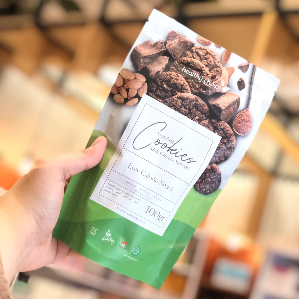 

Healthy Choice Mini Choco Almond Sorghum Cookies 100gr | Snack Diet Rendah Kalori