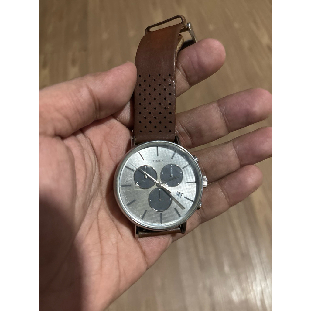 timex chronograph strap coklat