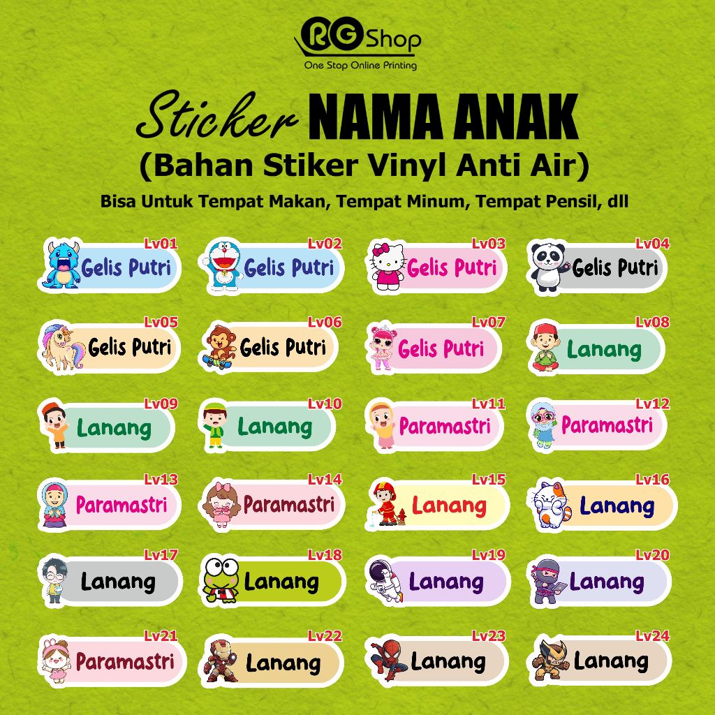 

STIKER LABEL NAMA ANAK VINYL ANTI AIR, TEMPAT MAKAN, TEMPAT MINUM, TEMPAT BEKAL ANAK