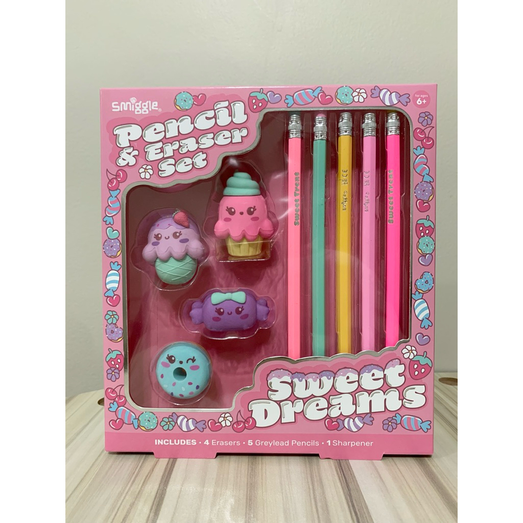 

SMIGGLE Pencil & Eraser Set - Sweet Dreams/ Pensil & Penghapus Set