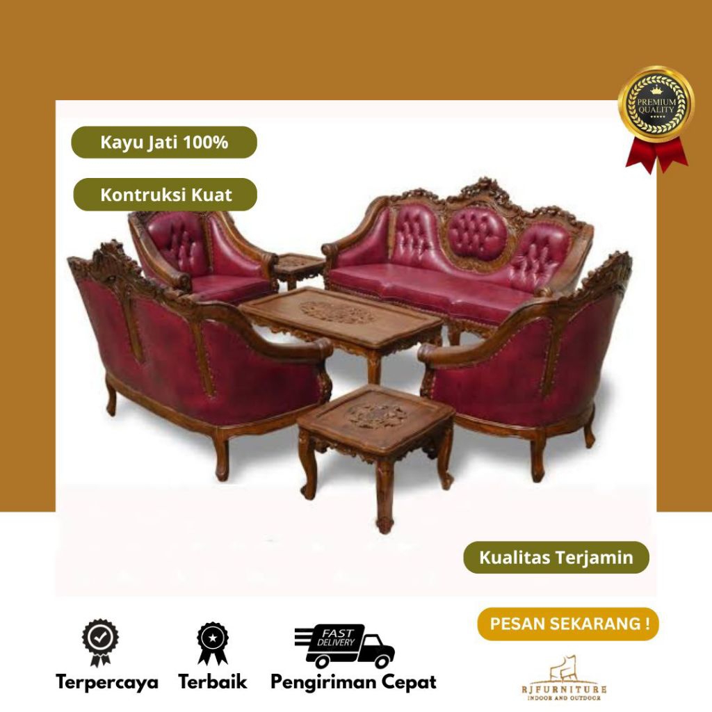 Kursi Tamu Ganesha 3211 Kayu Jati Ukir Minimalis