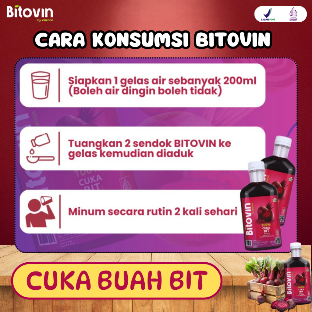

RB BITOVIN Paket 1 Botol - Cuka Buah Bit Membantu Jaga Kesehatan Jantung Stabilkan Tekanan Darah
