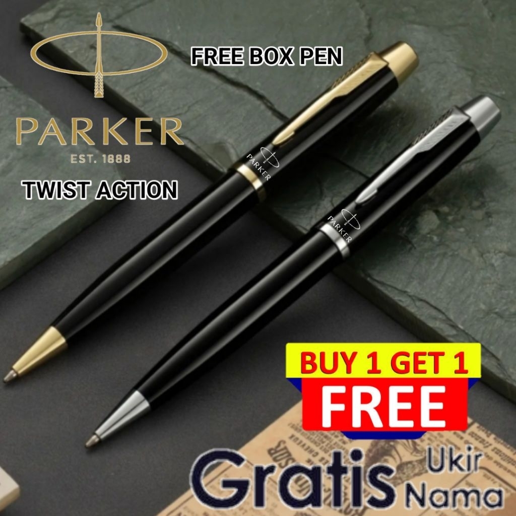 

Pulpen Exlusive Buy 1 Get 1 Free Mewah Pen Business Twist Action Parker Gratis Grafir Nama/Logo