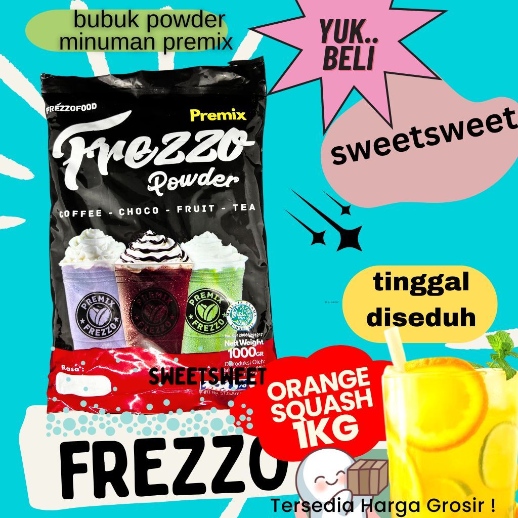

Frezzo Powder Drink rasa Jeruk Squash | Minuman Bubuk Boba Orange Squash 1 Kg Sweetsweet {Bisa COD}