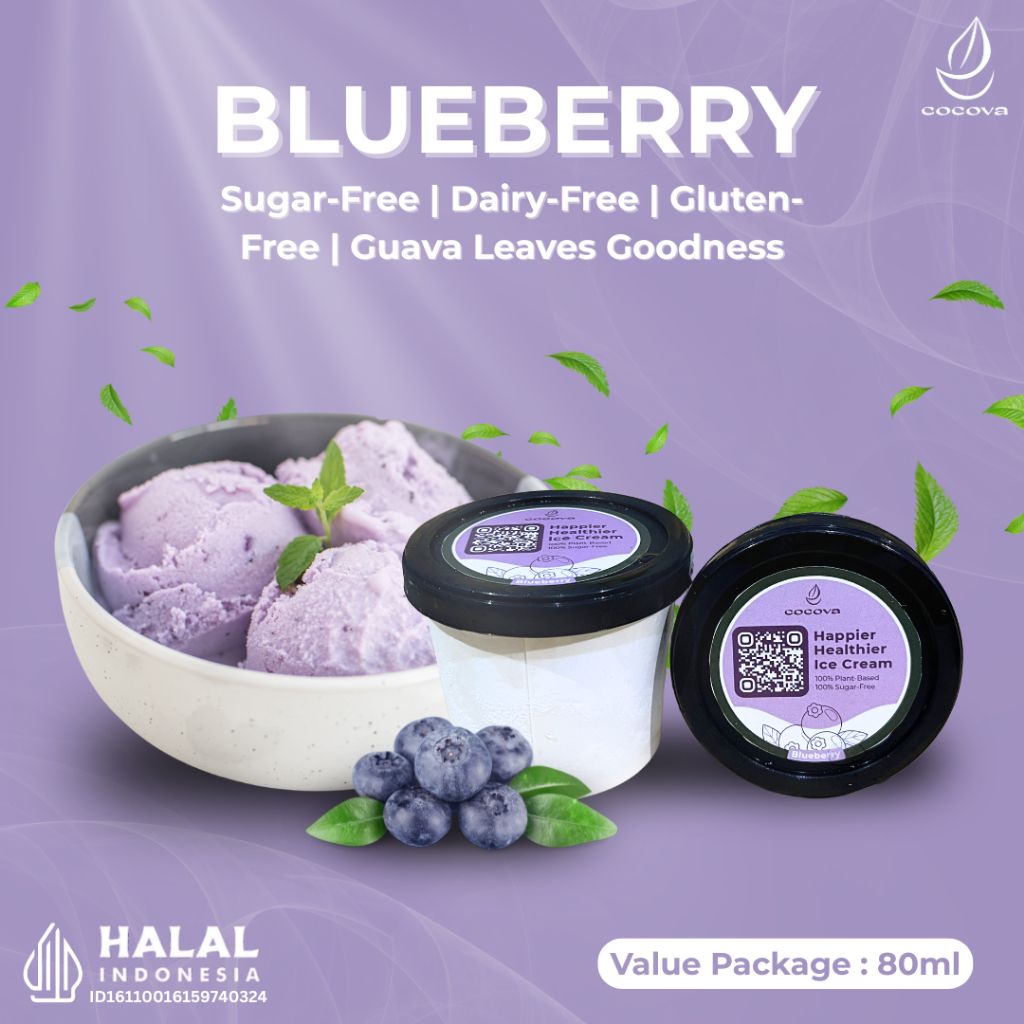 

[COCOVA] Herbal Ice Cream - Blueberry - Value 80 ml┃Sugar-Free, Dairy-Free, Guava Leaf Extract
