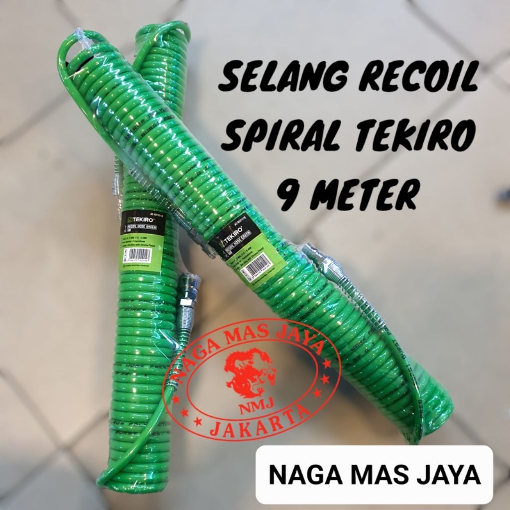 SELANG SPIRAL RECOIL TEKIRO 9 METER / SELANG ANGIN KOMPRESOR RECOIL 9 METER TEKIRO