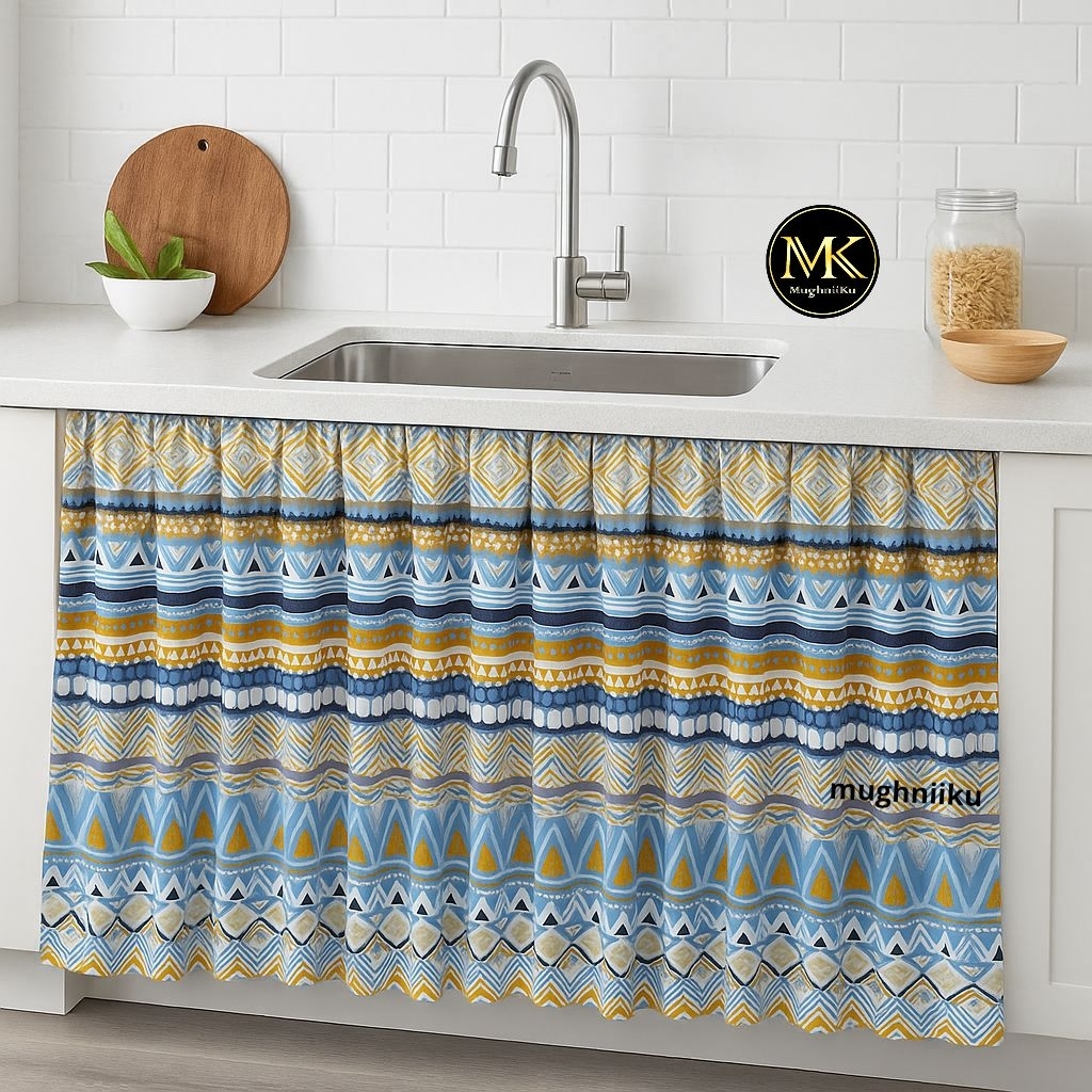 Gorden Kolong Meja Dapur Poni Motif Abstrak