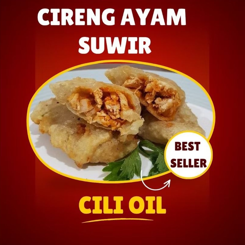 

cireng ayam isi ayam suwir chili oil isi 15 pedas best seller terlaris