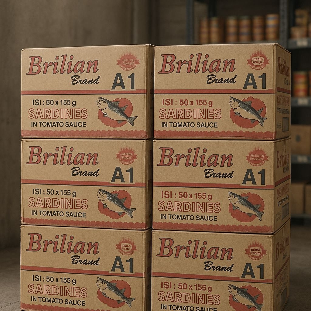 

Satu karton sarden brilian 155g Exp 2028 isi 50pcs