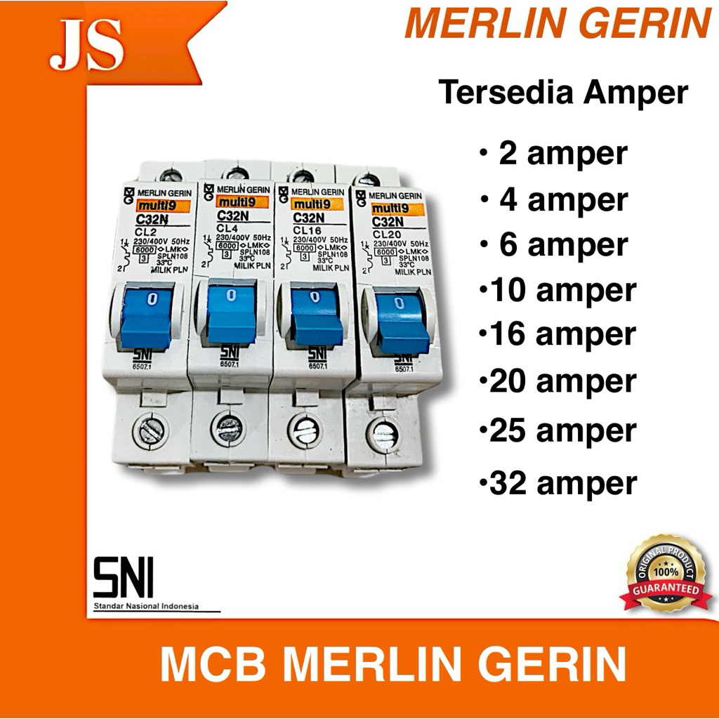 MCB MERLIN GERIN ORIGINAL 2A-32A MCB MERLIN GERIN BIRU ANTI JEGLEG