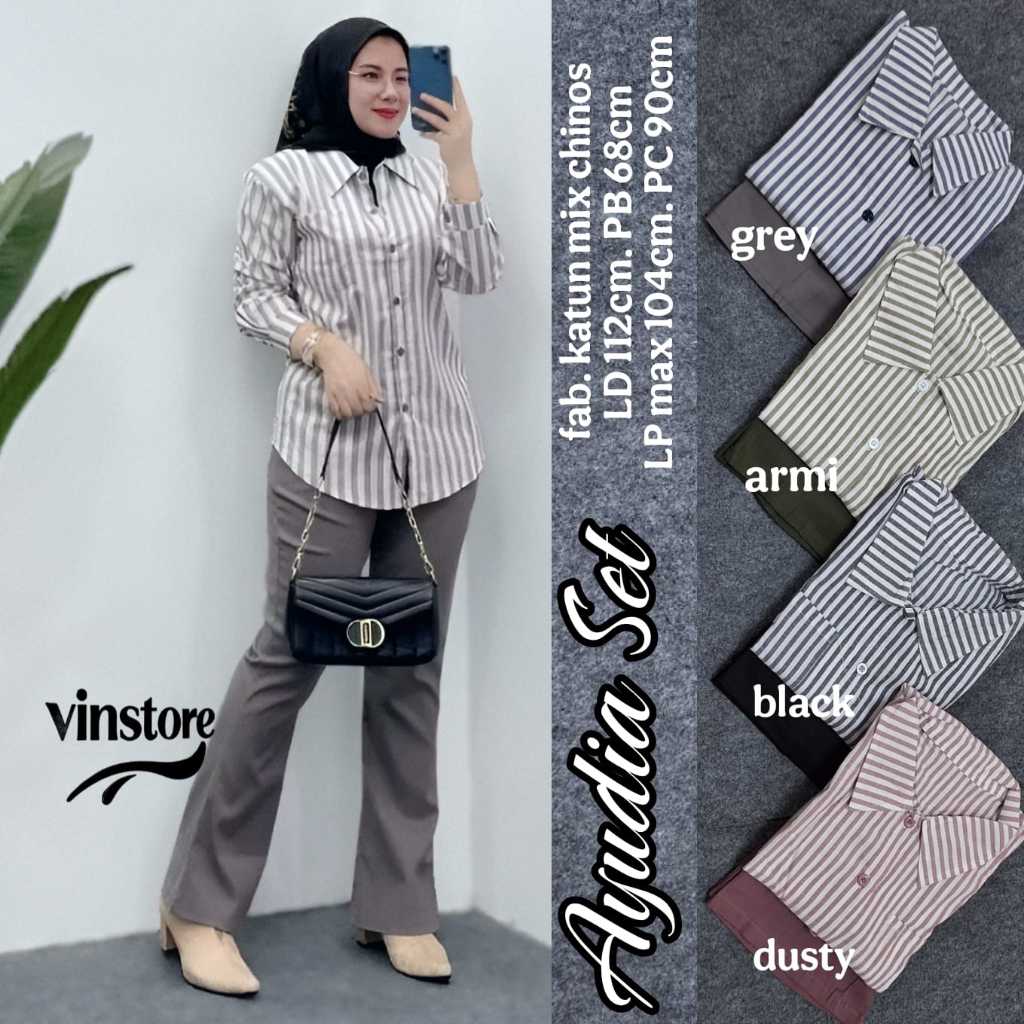AYUDIA SETELAN BY VINSTORE / SETELAN CELANA WANITA BAHAN KATUN MIX CHINOS LD 112